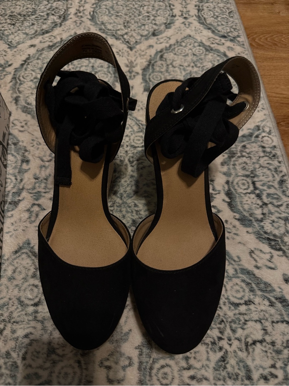Classic Black Women’s Lace-Up Wedges